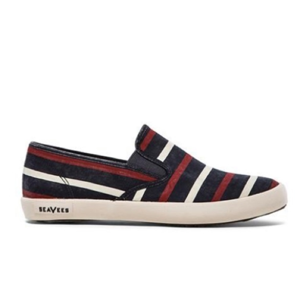SeaVees 02/64 Baja Slip On Catalina Stripe in Deep Ocean Boardshort Twill